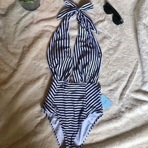 NWT CUPSHE Striped One Piece Bathing Suit